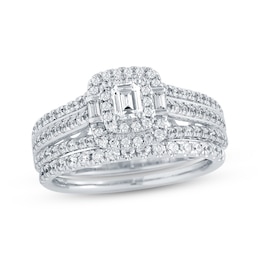 Now + Forever Emerald-Cut Diamond Double Frame Bridal Set 7/8 ct tw 14K White Gold