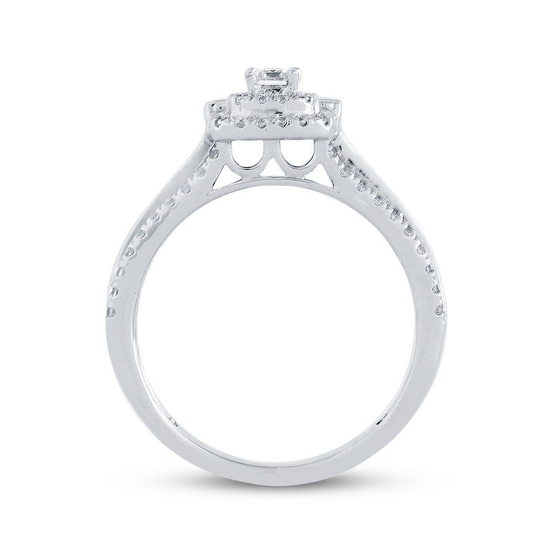 Main Image 2 of Now + Forever Emerald-Cut Diamond Double Frame Bridal Set 7/8 ct tw 14K White Gold