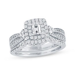 Now + Forever Emerald-Cut Diamond Tapered Bridal Set 7/8 ct tw 14K White Gold