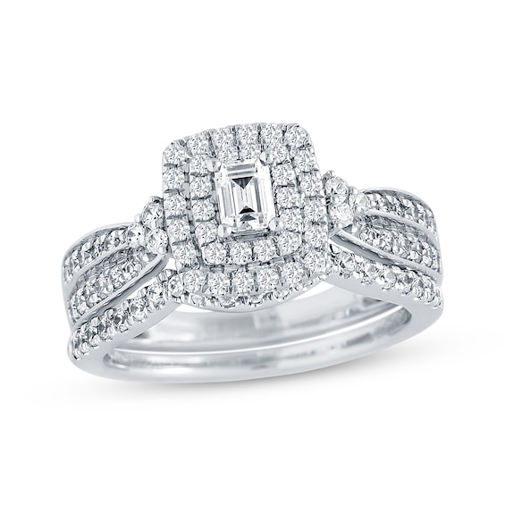 Now + Forever Emerald-Cut Diamond Tapered Bridal Set 7/8 ct tw 14K White Gold
