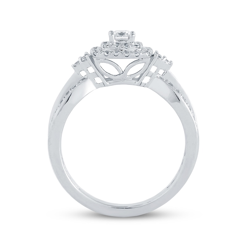 Main Image 2 of Now + Forever Emerald-Cut Diamond Tapered Bridal Set 7/8 ct tw 14K White Gold