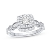 Princess-Cut Diamond Double Frame Engagement Ring 1/2 ct tw 10K White Gold