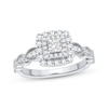 Thumbnail Image 1 of Now + Forever Princess-Cut Diamond Double Frame Engagement Ring 1/2 ct tw 10K White Gold