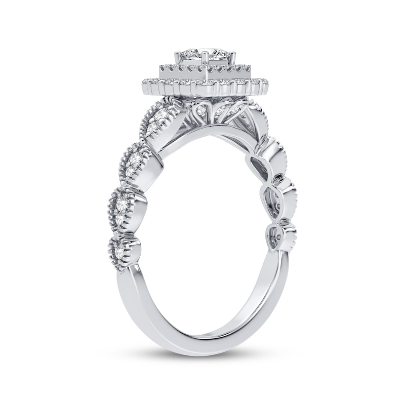 Main Image 2 of Now + Forever Princess-Cut Diamond Double Frame Engagement Ring 1/2 ct tw 10K White Gold