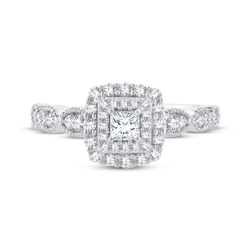 Main Image 3 of Now + Forever Princess-Cut Diamond Double Frame Engagement Ring 1/2 ct tw 10K White Gold