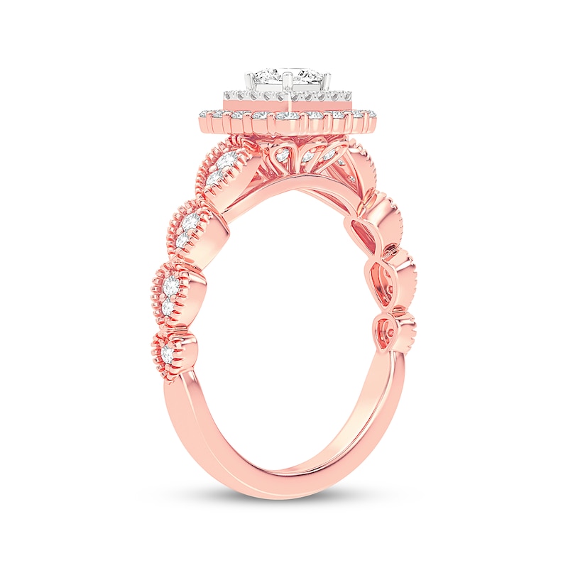 Princess-Cut Diamond Double Frame Engagement Ring 1/2 ct tw 10K Rose Gold