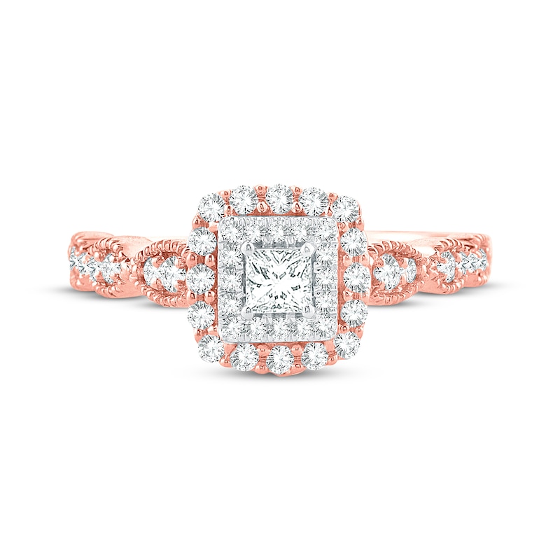 Princess-Cut Diamond Double Frame Engagement Ring 1/2 ct tw 10K Rose Gold