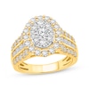 Round-Cut Multi-Diamond Center Oval Frame Engagement Ring 2 ct tw 10K Two-Tone Gold