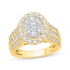 Thumbnail Image 1 of Now + Forever Round-Cut Multi-Diamond Center Oval Frame Engagement Ring 2 ct tw 10K Two-Tone Gold
