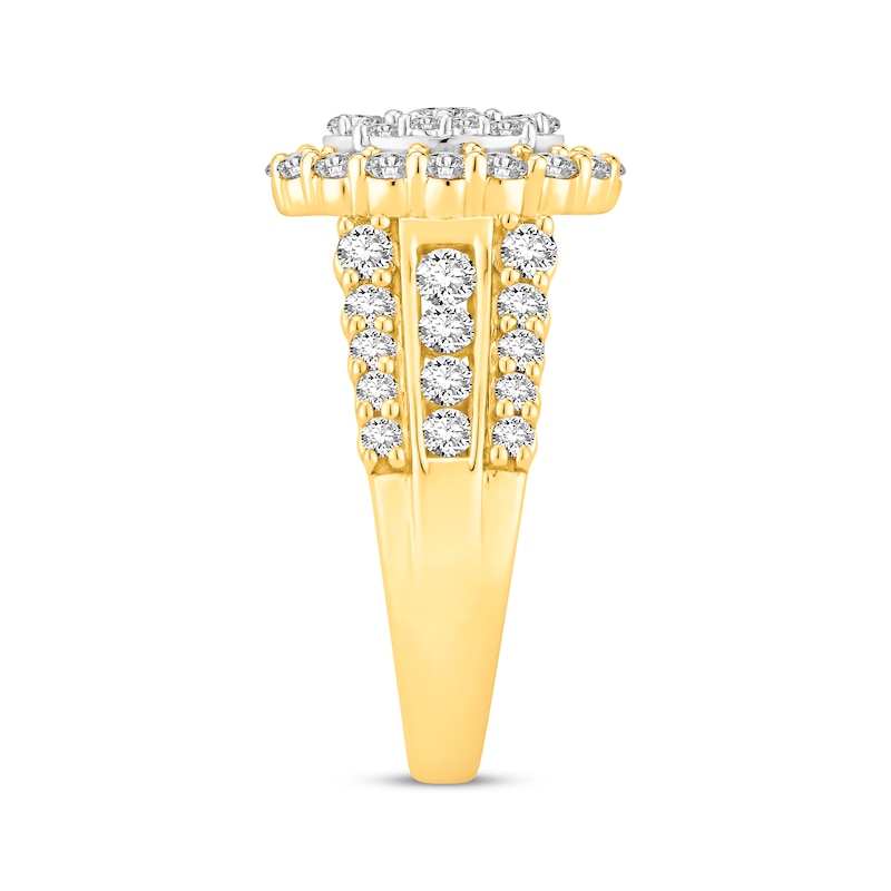 Main Image 2 of Now + Forever Round-Cut Multi-Diamond Center Oval Frame Engagement Ring 2 ct tw 10K Two-Tone Gold
