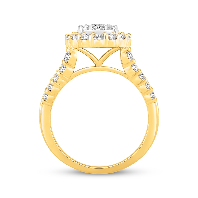 Main Image 3 of Now + Forever Round-Cut Multi-Diamond Center Oval Frame Engagement Ring 2 ct tw 10K Two-Tone Gold