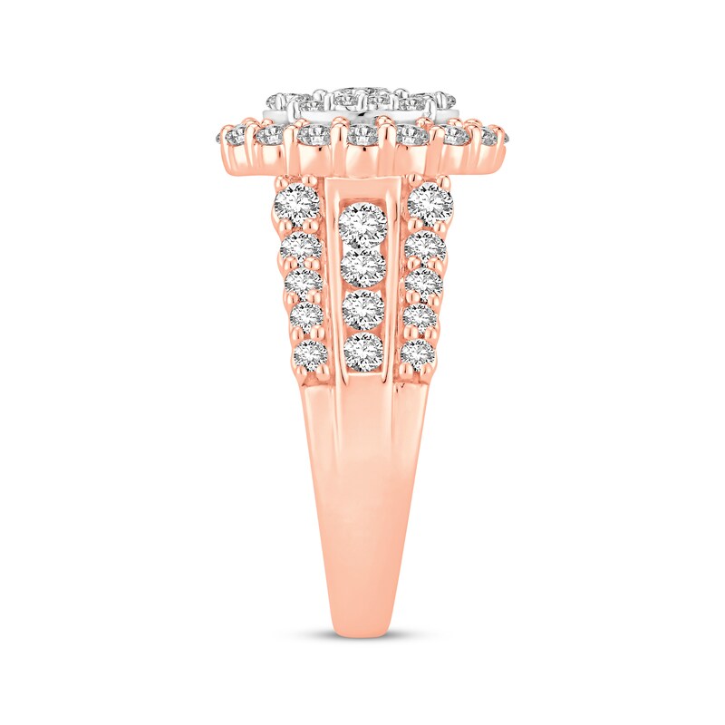Round-Cut Multi-Diamond Center Oval Frame Engagement Ring 2 ct tw 10K Two-Tone Gold