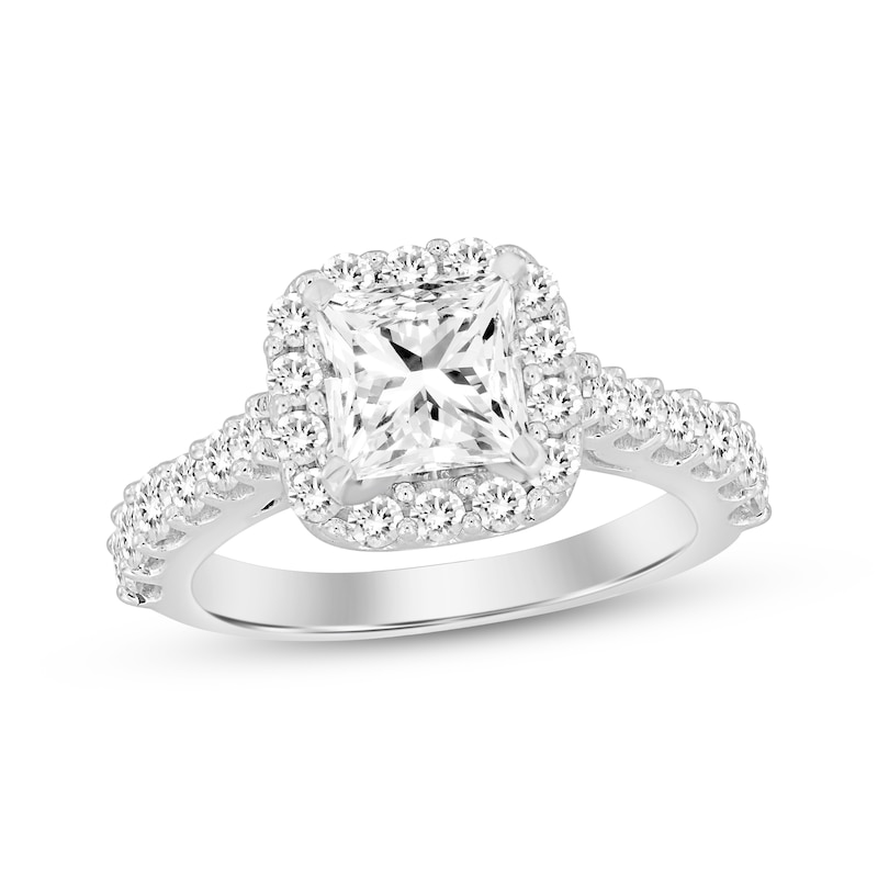 Main Image 1 of Now + Forever Princess-Cut Cushion Frame Engagement Ring 1-7/8 ct tw 14K White Gold