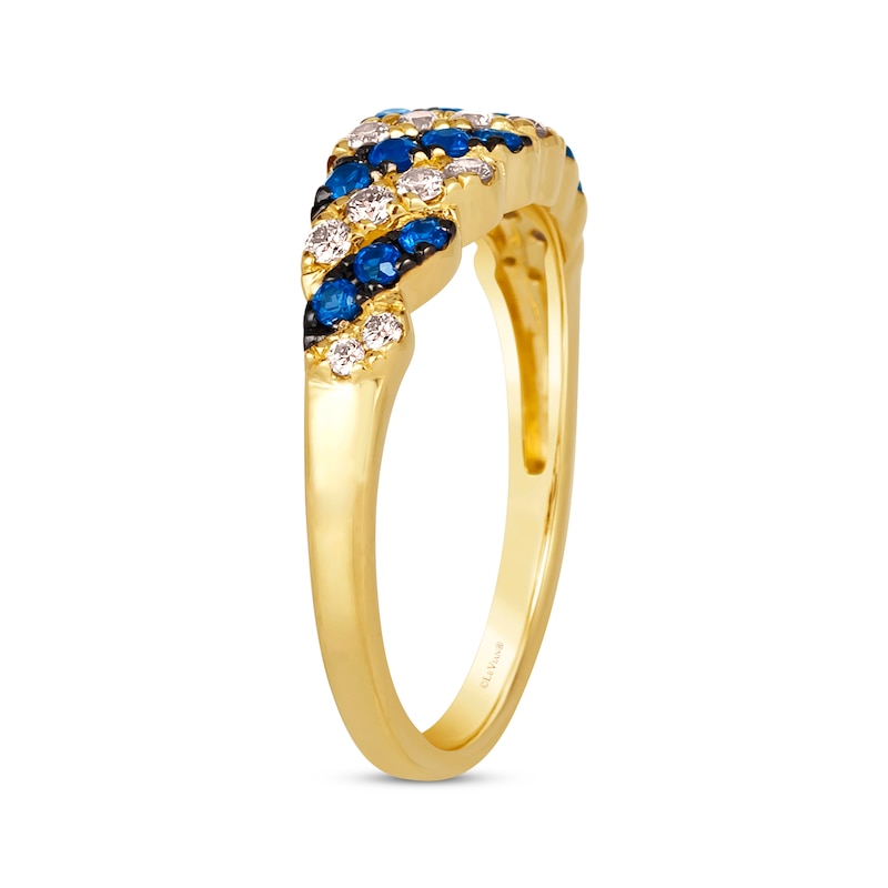 Main Image 2 of Le Vian Venetian Mosaic Blue Sapphire & Diamond Diagonal Ring 1/4 ct tw 14K Honey Gold