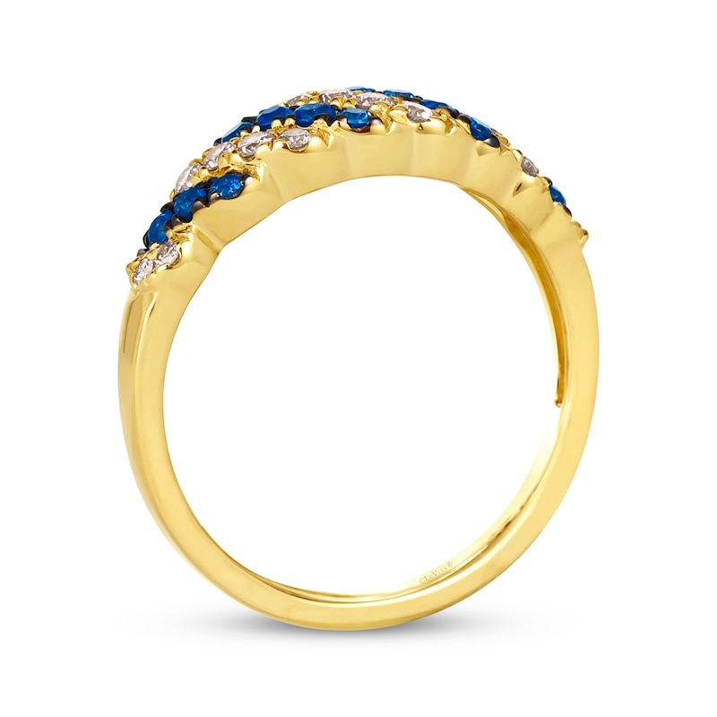 Main Image 3 of Le Vian Venetian Mosaic Blue Sapphire & Diamond Diagonal Ring 1/4 ct tw 14K Honey Gold