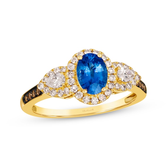 Le Vian Sapphire Ring 1/2 ct tw Diamonds 14K Honey Gold