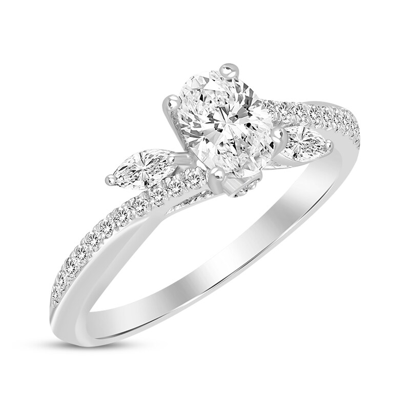 Oval-Cut Diamond Bypass Engagement Ring 1 ct tw 14K White Gold | Kay