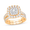 Thumbnail Image 0 of Round-Cut Diamond Cushion Frame Bridal Set 2 ct tw 14K Yellow Gold