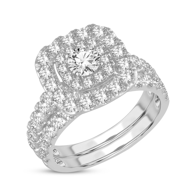 Main Image 2 of Now + Forever Round-Cut Diamond Cushion Frame Bridal Set 2 ct tw 14K White Gold