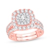 Thumbnail Image 1 of Now + Forever Round-Cut Diamond Cushion Frame Bridal Set 2 ct tw 14K Rose Gold