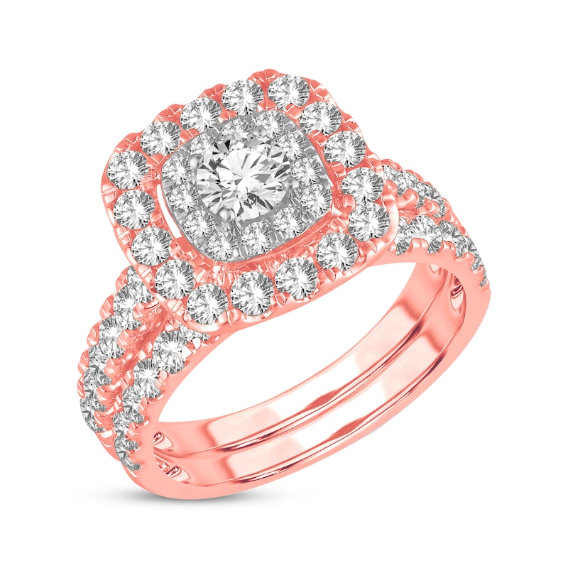 Main Image 2 of Now + Forever Round-Cut Diamond Cushion Frame Bridal Set 2 ct tw 14K Rose Gold