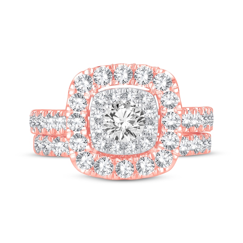 Main Image 3 of Now + Forever Round-Cut Diamond Cushion Frame Bridal Set 2 ct tw 14K Rose Gold