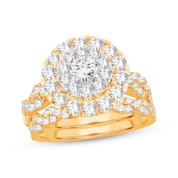 Now + Forever Round-Cut Diamond Halo Bridal Set 2 ct tw 14K Yellow Gold