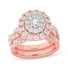 Thumbnail Image 1 of Now + Forever Round-Cut Diamond Double Halo Twist Bridal Set 2 ct tw 14K Rose Gold