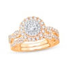 Thumbnail Image 1 of Now + Forever Round-Cut Diamond Halo Bridal Set 1 ct tw 14K Yellow Gold