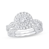 Round-Cut Diamond Double Halo Twist Bridal Set 1 ct tw 14K White Gold