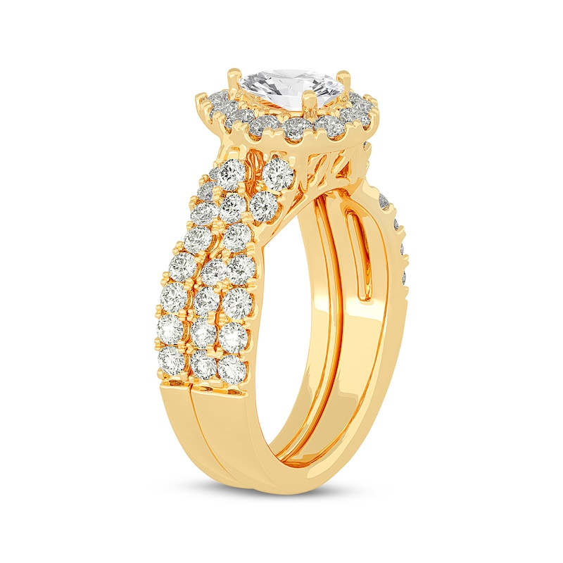 Pear-Shaped Diamond Crossover Shank Bridal Set 2 ct tw 14K Yellow Gold