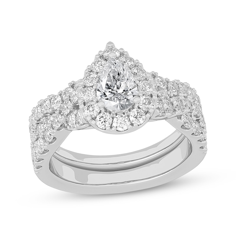 Main Image 1 of Now + Forever Pear-Shaped Diamond Crossover Shank Bridal Set 2 ct tw 14K White Gold