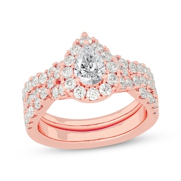 Now + Forever Pear-Shaped Diamond Crossover Shank Bridal Set 2 ct tw 14K Rose Gold