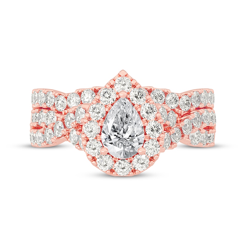 Main Image 3 of Now + Forever Pear-Shaped Diamond Crossover Shank Bridal Set 2 ct tw 14K Rose Gold