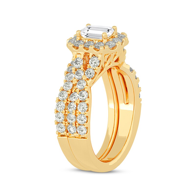Emerald-Cut Diamond Crossover Shank Bridal Set 2 ct tw 14K Yellow Gold