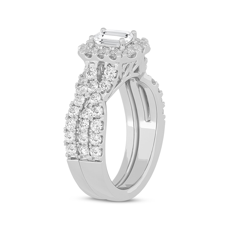 Emerald-Cut Diamond Crossover Shank Bridal Set 2 ct tw 14K White Gold