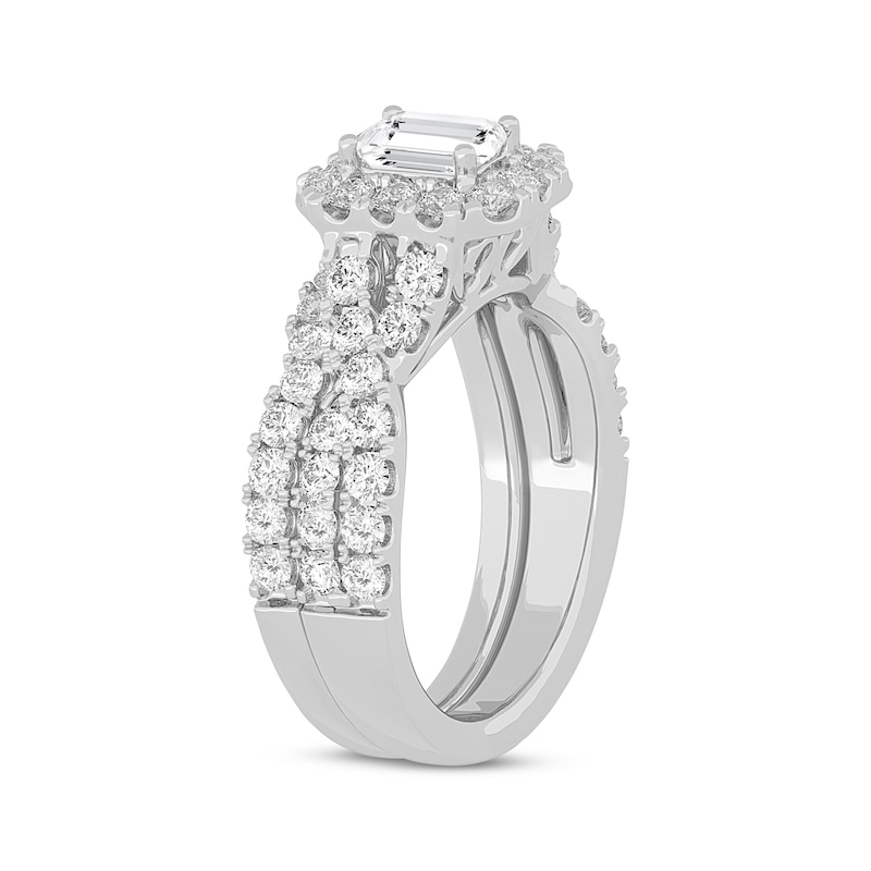 Main Image 2 of Now + Forever Emerald-Cut Diamond Crossover Shank Bridal Set 2 ct tw 14K White Gold