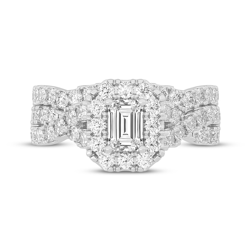 Main Image 3 of Now + Forever Emerald-Cut Diamond Crossover Shank Bridal Set 2 ct tw 14K White Gold