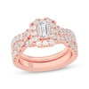 Emerald-Cut Diamond Crossover Shank Bridal Set 2 ct tw 14K Rose Gold