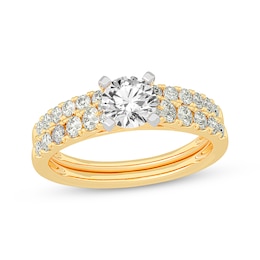 Now + Forever Lab-Grown Diamonds Round-Cut Bridal Set 1-1/2 ct tw 14K Yellow Gold