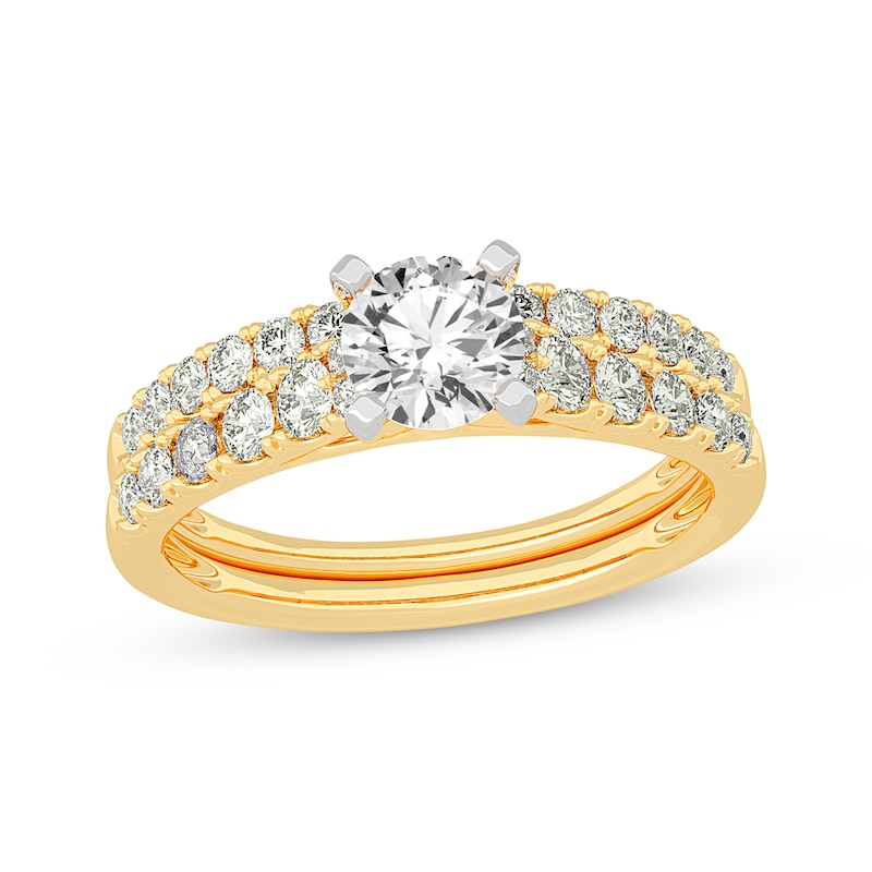 Main Image 1 of Now + Forever Lab-Grown Diamonds Round-Cut Bridal Set 1-1/2 ct tw 14K Yellow Gold