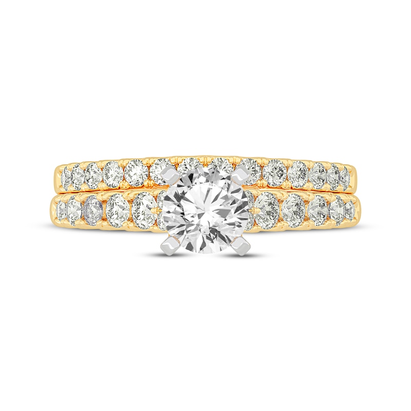Main Image 3 of Now + Forever Lab-Grown Diamonds Round-Cut Bridal Set 1-1/2 ct tw 14K Yellow Gold