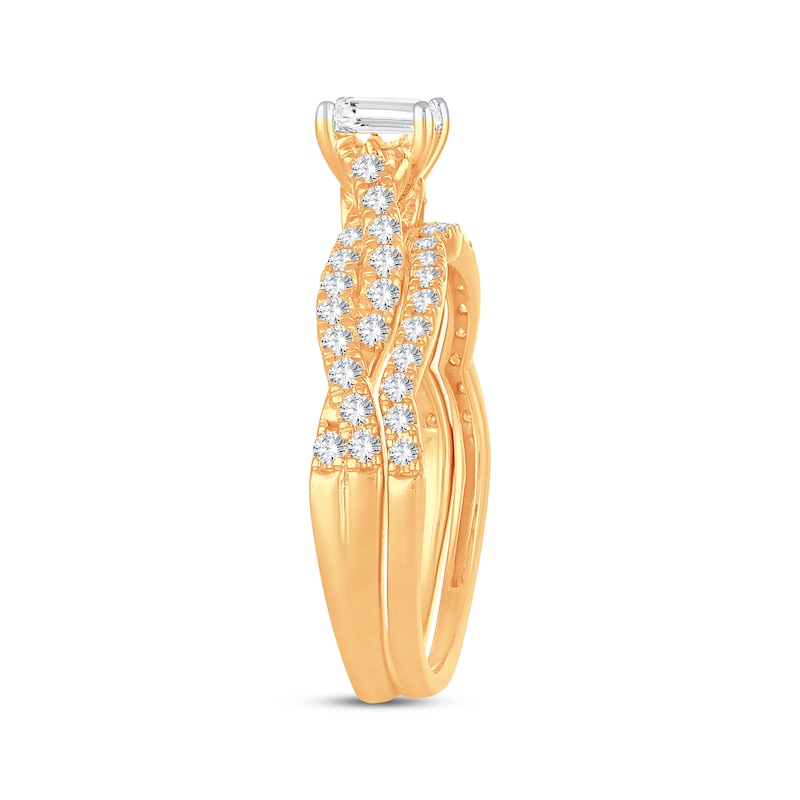 Main Image 2 of Now + Forever Lab-Grown Diamonds Princess-Cut Twist Bridal Set 1 ct tw 14K Yellow Gold