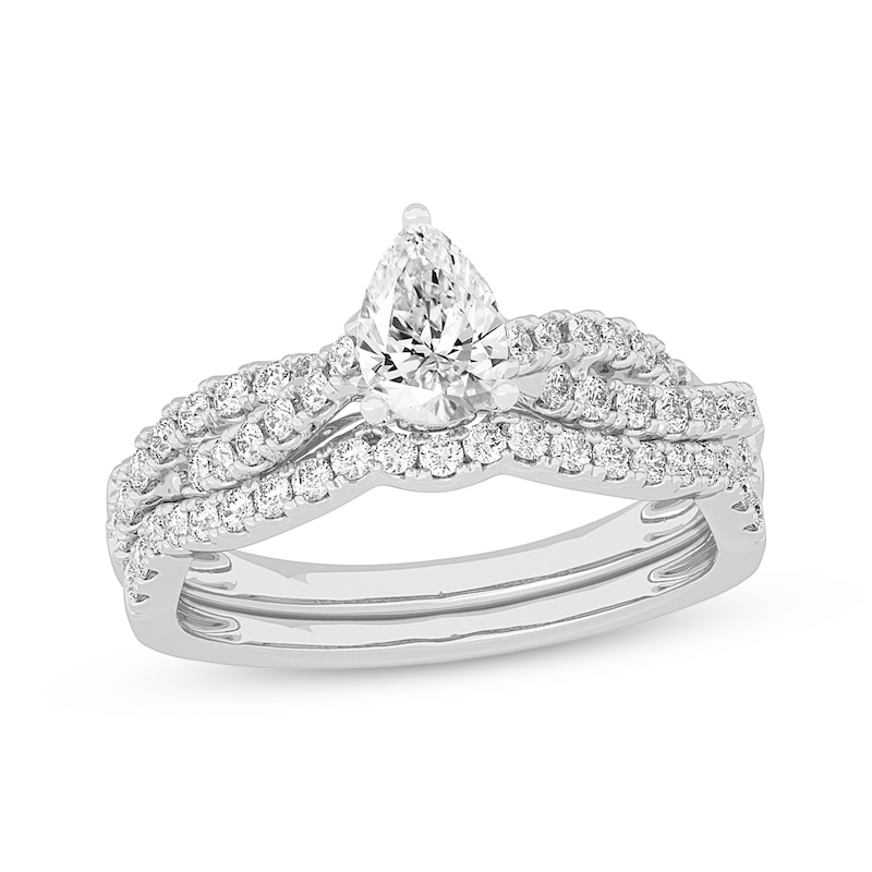 Lab-Created Diamonds by KAY Pear-Shaped Twist Bridal Set 1 ct tw 14K White Gold