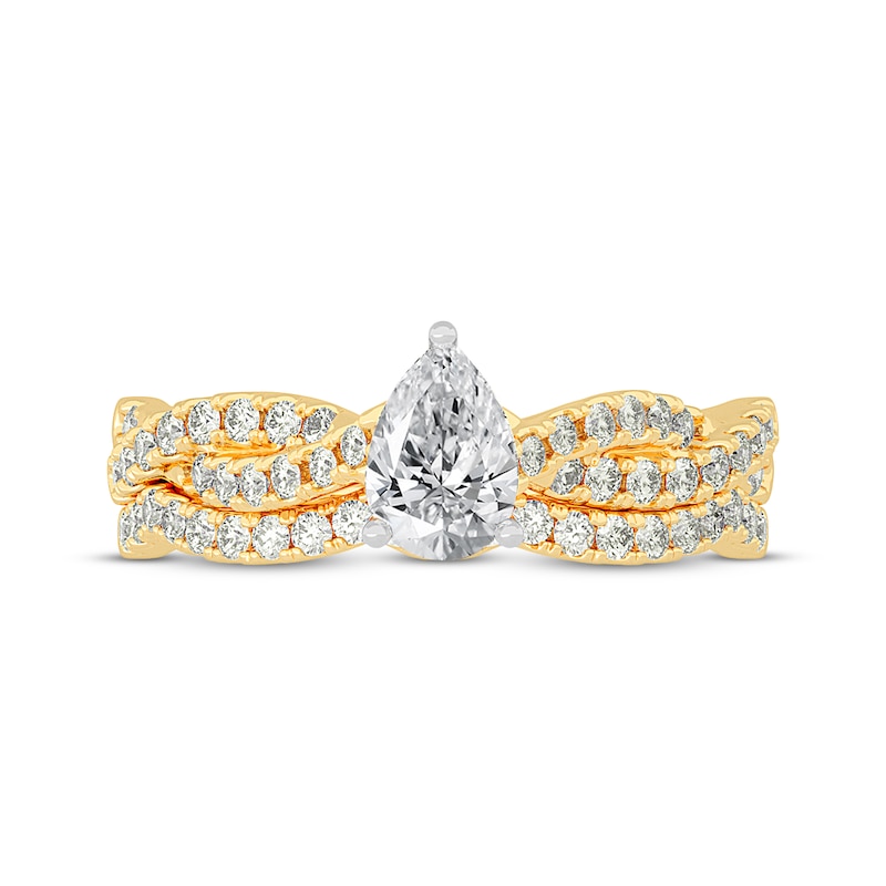 Lab-Created Diamonds by KAY Pear-Shaped Twist Bridal Set 1 ct tw 14K Yellow Gold