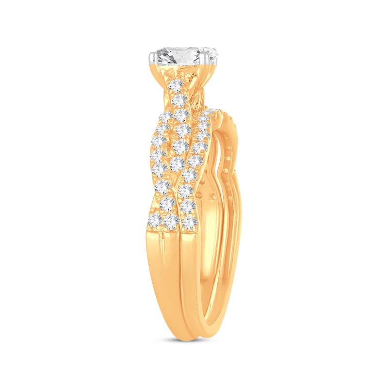 Main Image 2 of Now + Forever Lab-Grown Diamonds Oval-Cut Twist Bridal Set 1 ct tw 14K Yellow Gold