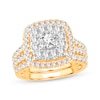 Thumbnail Image 1 of Now + Forever Lab-Grown Diamonds Round-Cut Cushion Frame Bridal Set 2 ct tw 14K Yellow Gold