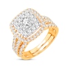 Thumbnail Image 2 of Now + Forever Lab-Grown Diamonds Round-Cut Cushion Frame Bridal Set 2 ct tw 14K Yellow Gold