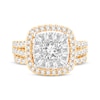 Lab-Created Diamonds by KAY Round-Cut Cushion Frame Bridal Set 2 ct tw 14K Yellow Gold