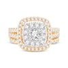 Thumbnail Image 2 of Lab-Created Diamonds by KAY Round-Cut Cushion Frame Bridal Set 2 ct tw 14K Yellow Gold